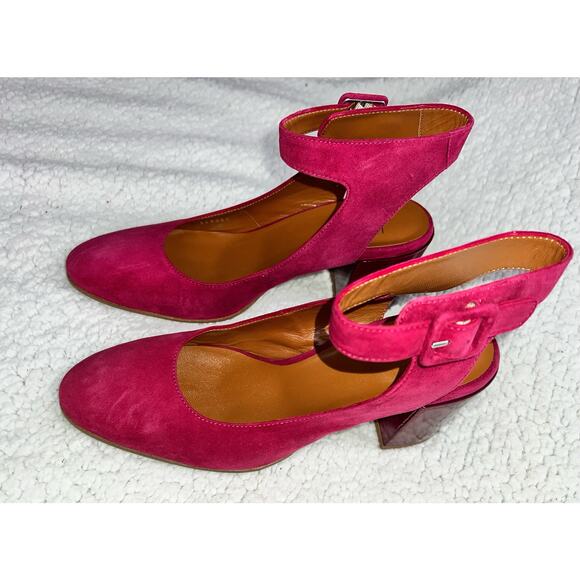 Aquatalia Chunky Heel Suede Mary Janes - maroon - size 8.5 - L1 - Picture 2 of 10